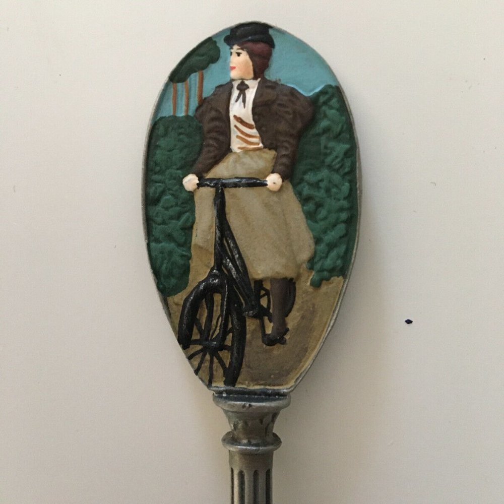 Franklin Mint POPE MFG Co COLUMBIA BICYCLES Pewter 5" Advertising Spoon Rare